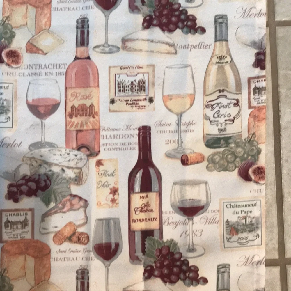 Curtains Wine Themed 3 Piece Curtains Set
